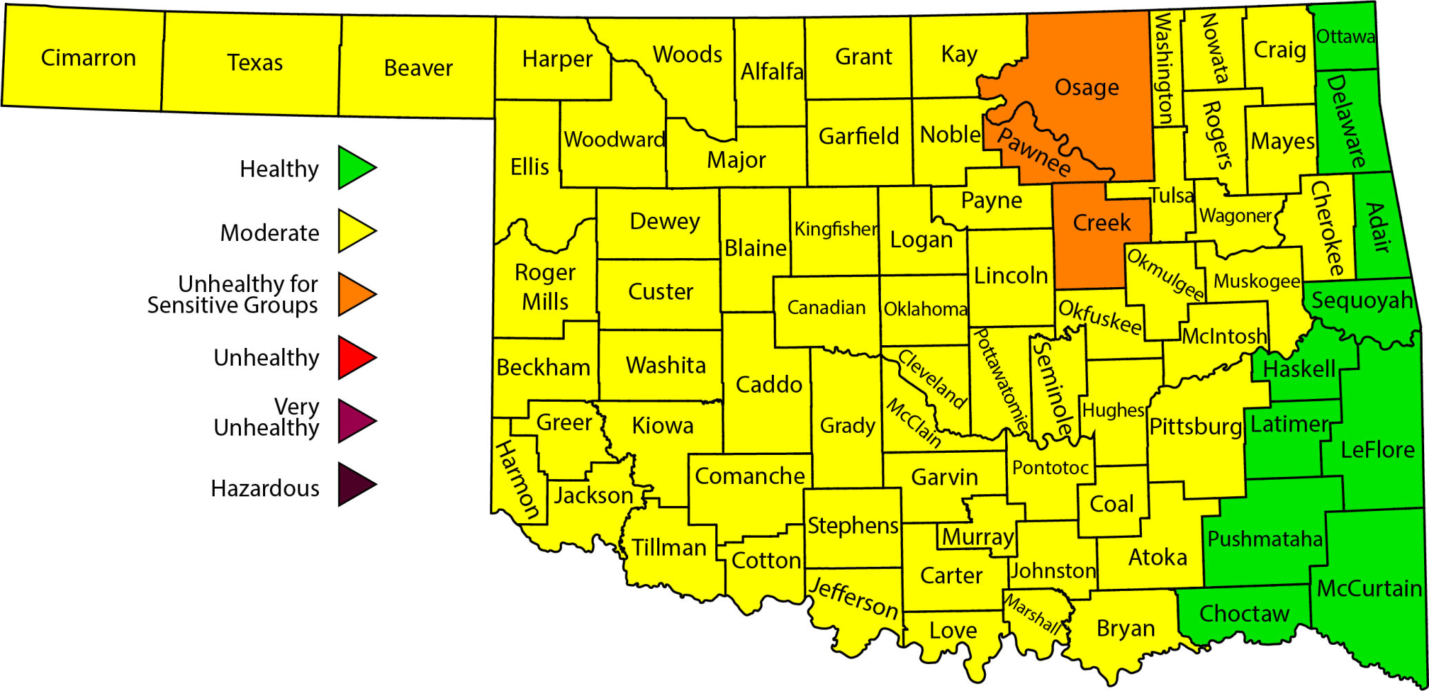 Rogers County under moderate Ozone alert